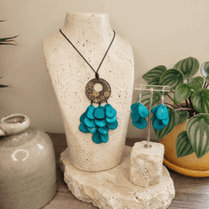 Largueras de Tagua Pétalos Cobalto